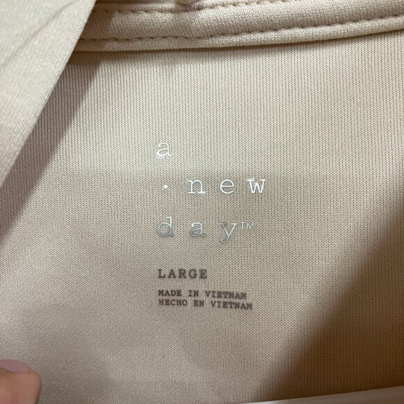 A New Day Women's Large Cream Double Knit Full Zip Hoodie Sweatshirt Long Sleeve - Picture 3 of 10